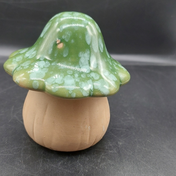 Ceramic Mushroom Garden Statue, Green Toadstool, Mushroom Figurine, Fairy Garden - Picture 8 of 14